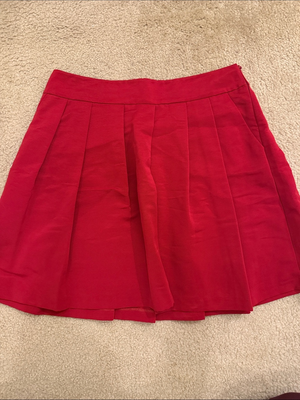 Ann Taylor Red Pleated Skater Skirt
